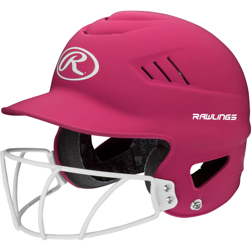 Rawlings Coolflo Highlighter Matte Batting Helmet with Mask: RCFHLFG