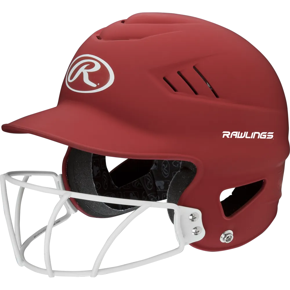 Rawlings Coolflo Highlighter Matte Batting Helmet with Mask: RCFHLFG