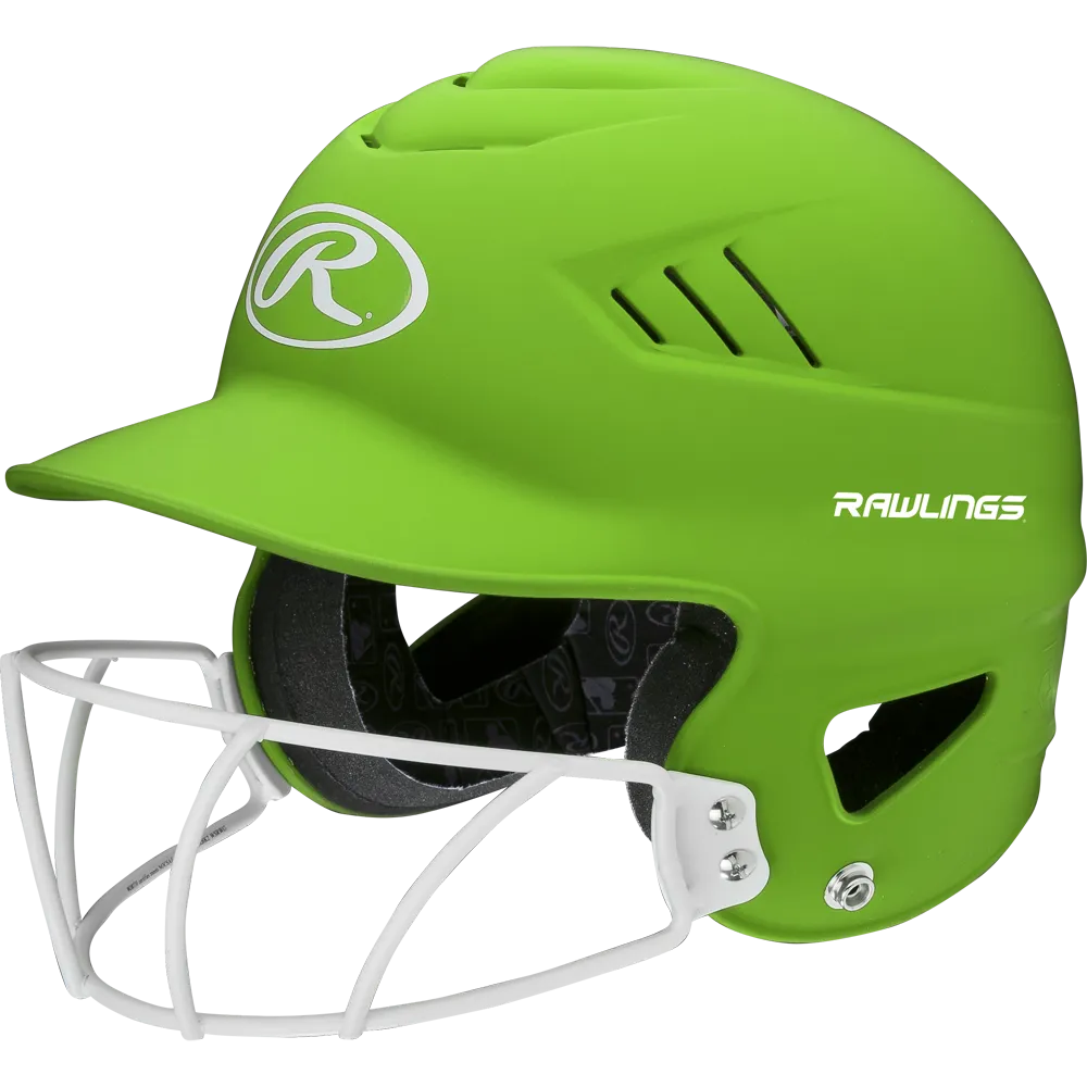 Rawlings Coolflo Highlighter Matte Batting Helmet with Mask: RCFHLFG