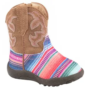 Roper Girl's Cowbabies Pre-Walker Printed Glitter Stripe Boots - Serape