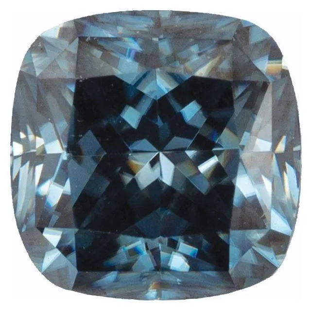 Square Cushion Cut Blue-Gray Moissanite Loose Stone