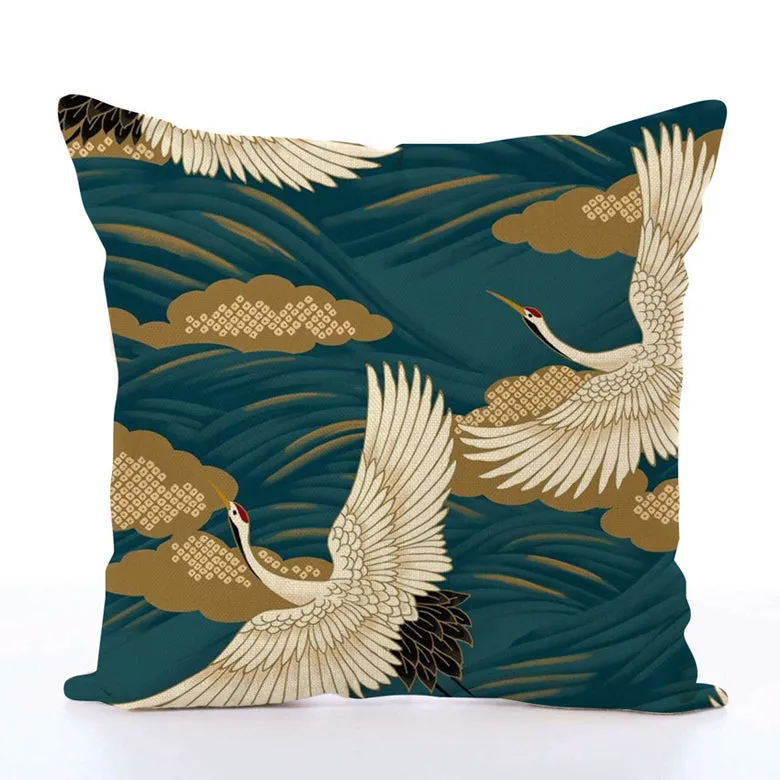 Square Toss Cushion Cover | Cranes Green