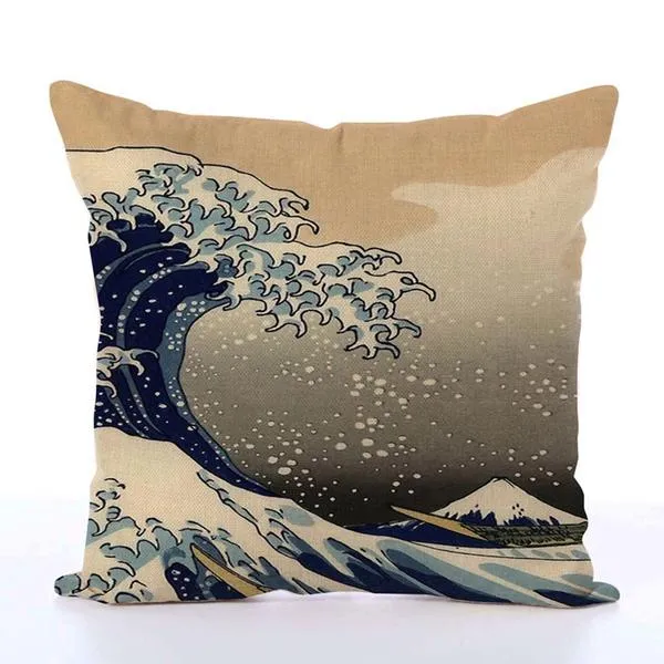 Square Toss Cushion Cover | The Great Wave off Kanagawa