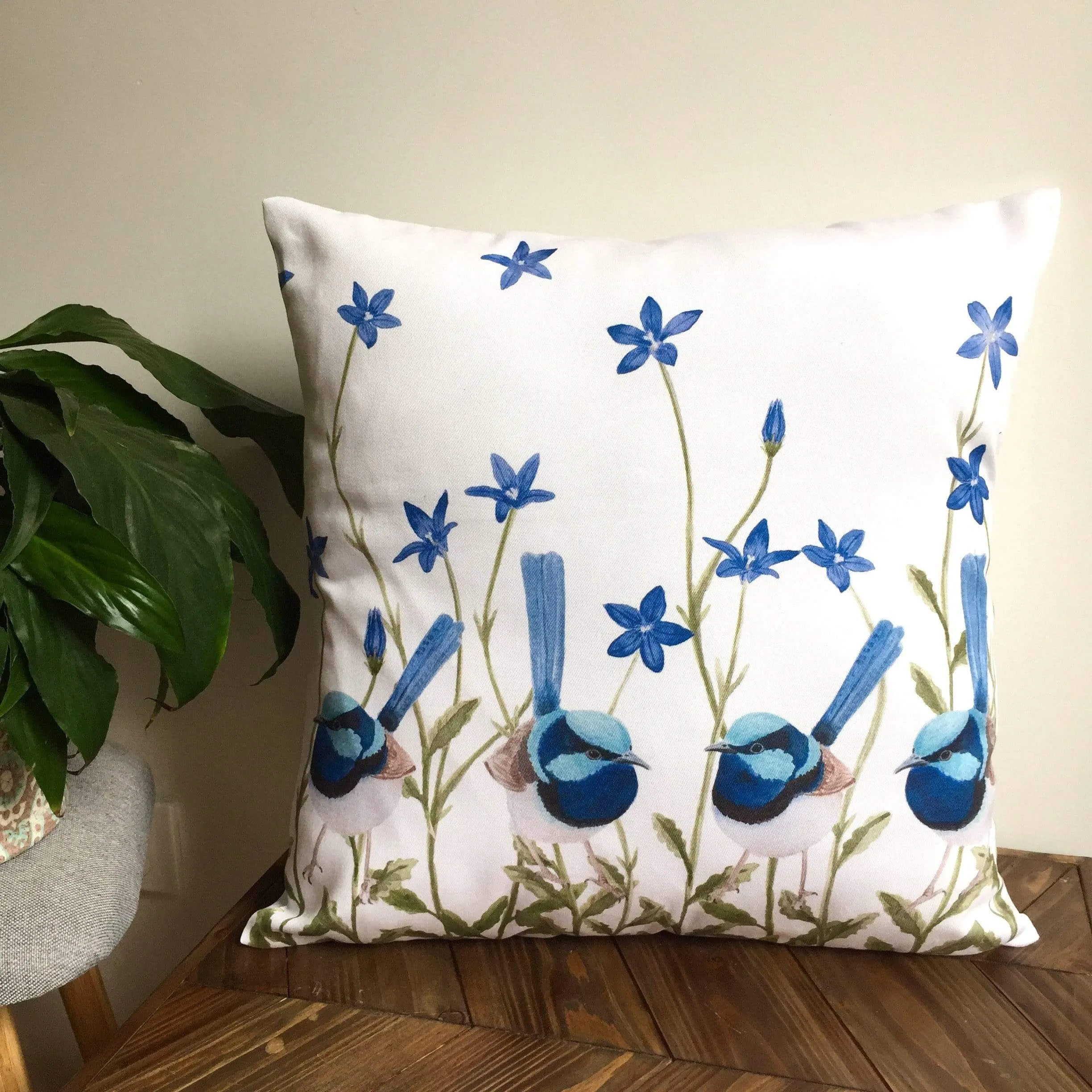 Superb Wren Cushion Cover Cotton Drill