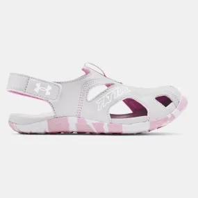 Under Armour Halo Grey/Stellar Pink/White Fat Tire Defender Children’s Sandal