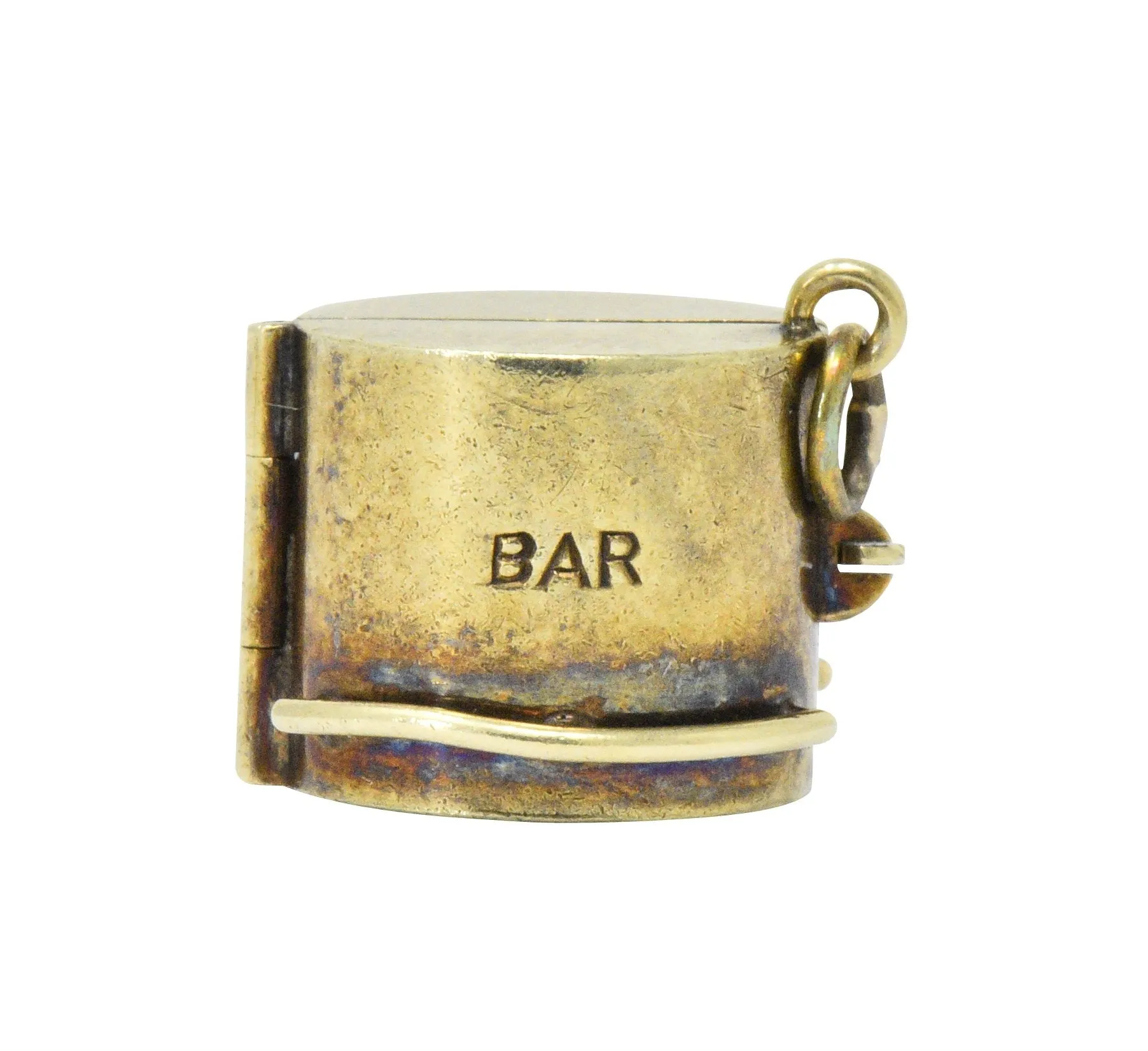 Unique Art Nouveau 14 Karat Gold Wonder Bar Charm