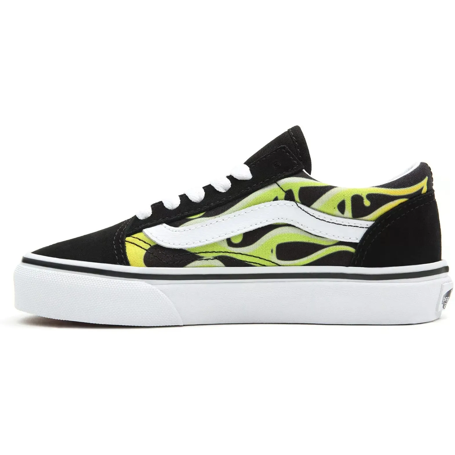 Vans Old Skool Kids (Slime Flame) Skate Shoes - Black/True White