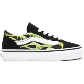 Vans Old Skool Kids (Slime Flame) Skate Shoes - Black/True White