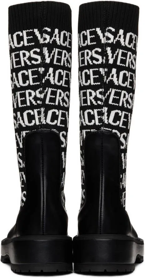 Versace Kids Black Logo Boots