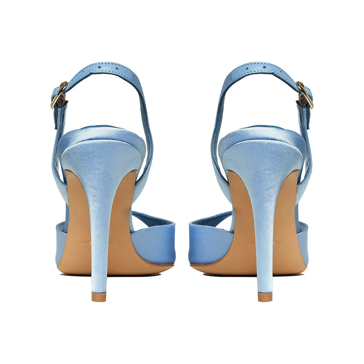 Vicky Baby Blue Satin Sandals