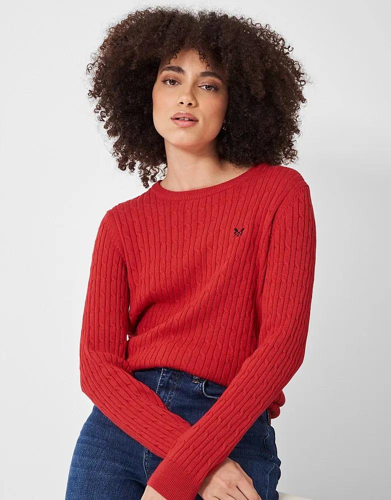 Women's Heritage Cable Knit Cotton Cashmere Crew Neck Jumper from Crew Clothing Company