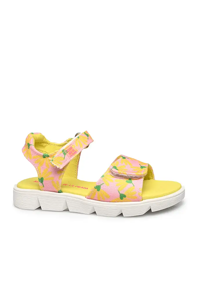 Yellow on Pink Flower Sandals