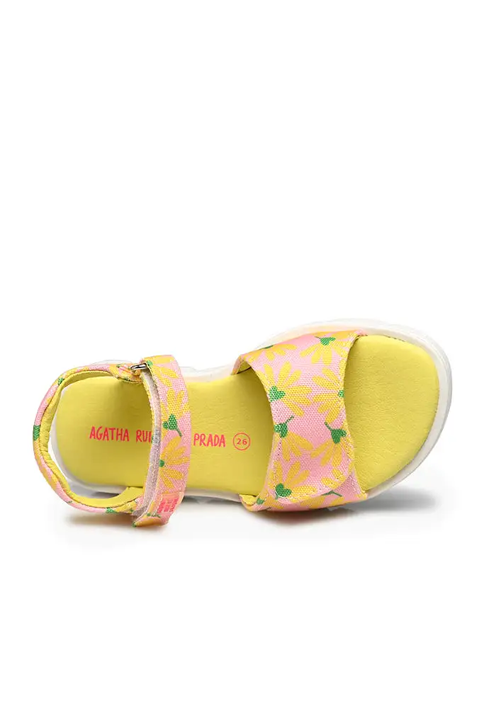 Yellow on Pink Flower Sandals