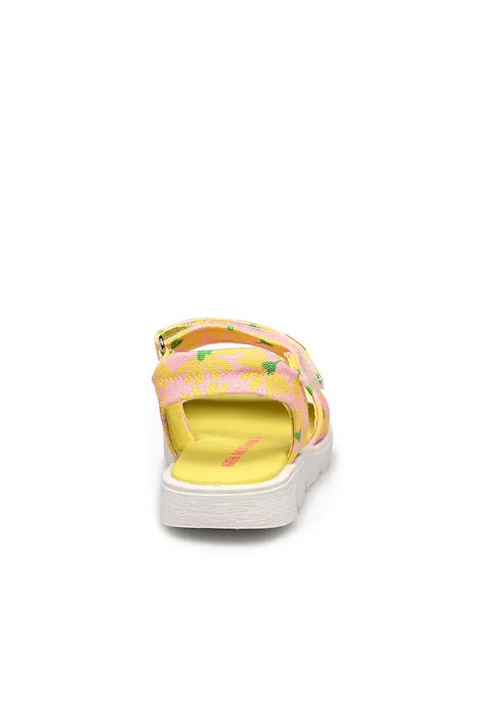 Yellow on Pink Flower Sandals